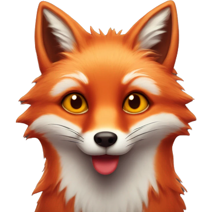 deep lush red fox face with tiny red heart instead of eyes emoji