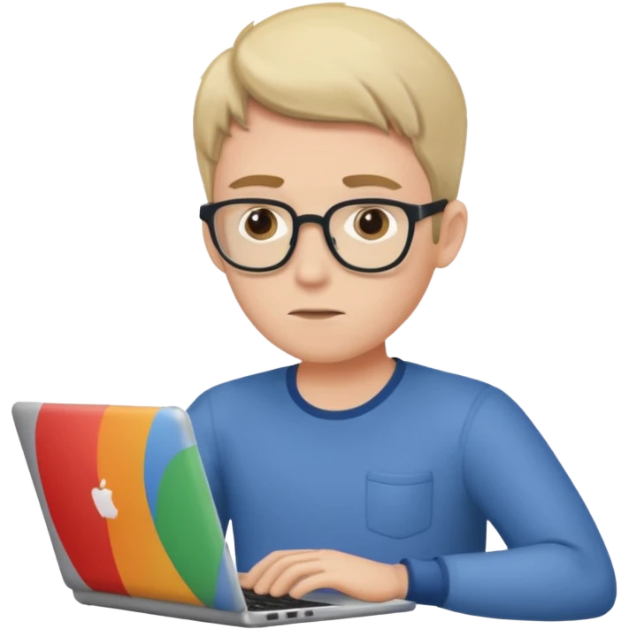 a fair man working on laptop , front view emoji