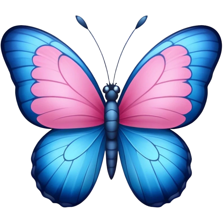 blue butterfly with a pink hawaiian flower emoji