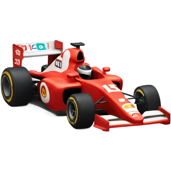Red formula one car with number 16 emoji