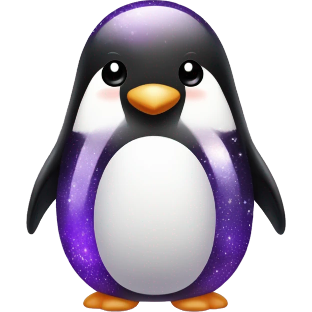 A cute penguin with soft black and white colors, standing with little purple sparkles around its head.
The purple sparkles will have a gentle glow, symbolizing magic and playfulness.
 emoji