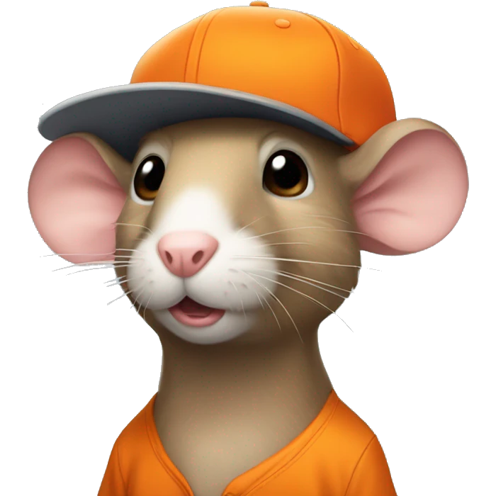 put a orange baseball cap on a rat emoji