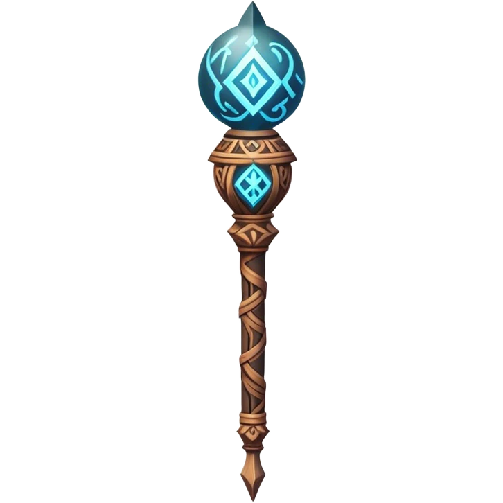 Clash of Clans aesthetic: Cinematic fireball Magic Staff Emoji, rendered in a 3D vector-style similar to standard emojis with minimal shading and bold, simplified shapes. A compact, isometric enchanted staff with intricate runic carvings and a glowing orb at its tip, softly glowing with a mystical arcane charm. Simplified yet unmistakably iconic, highly detailed and consistent, glowing with a soft radiant glow and high shine. Stylized with a touch of legendary sorcery and a soft glowing outline, capturing the essence of a powerful magic staff with a friendly, playful vibe! emoji