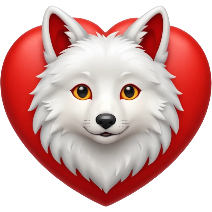 cute wolf inside heart emoji