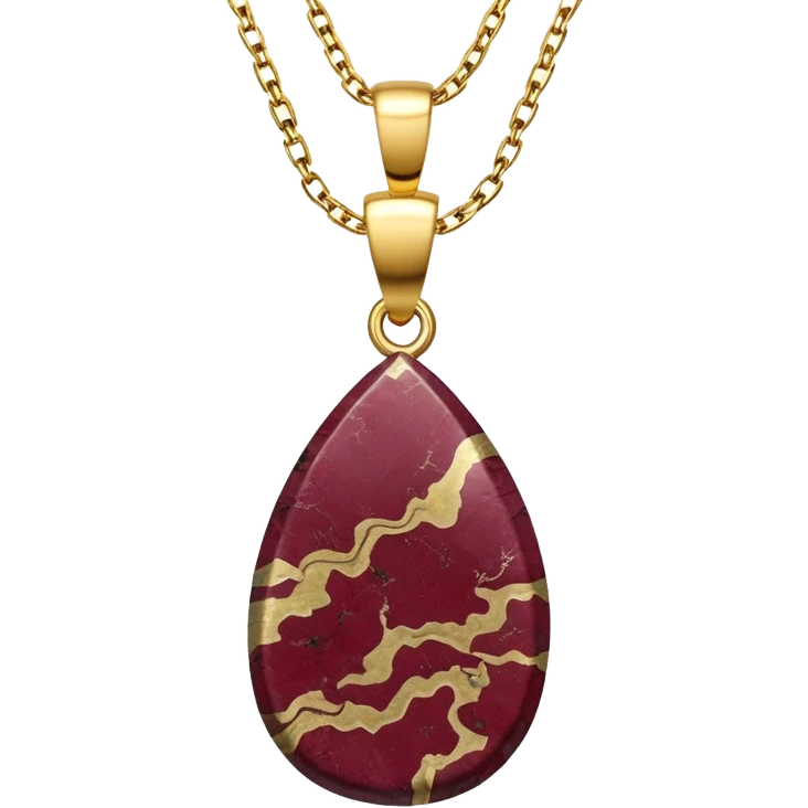 wine granite pendant with marbled surface, hanging from a gold chain emoji