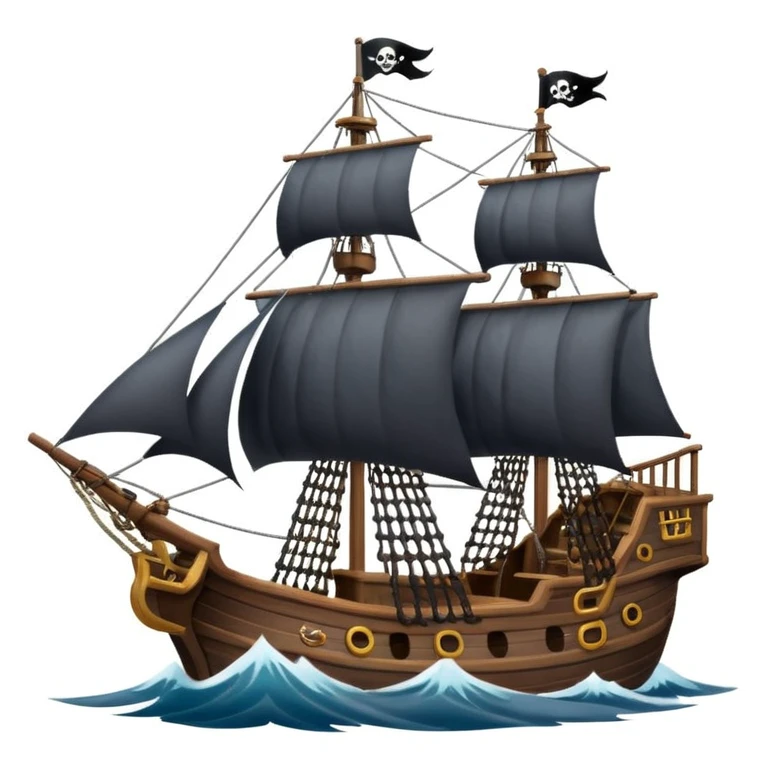pirate sailing a ship in strome sea background emoji