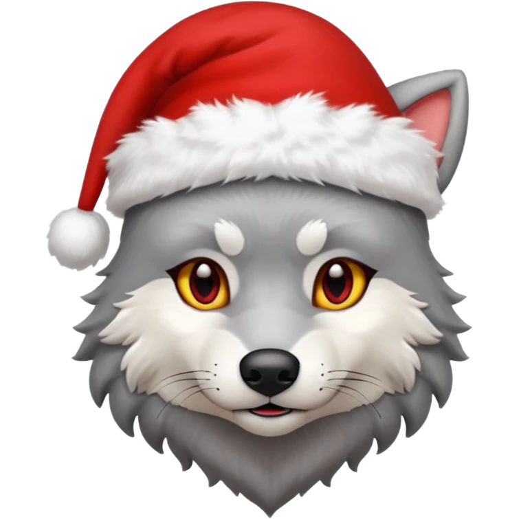
wolf , Christmas hat  emoji