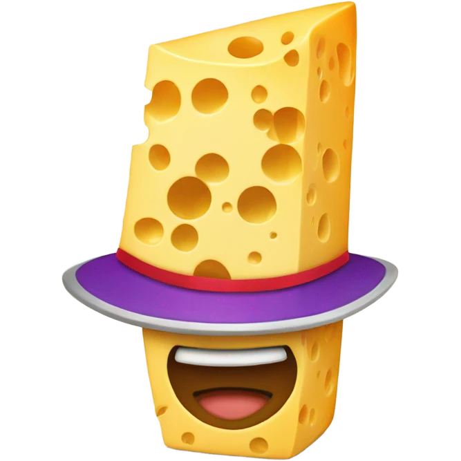 A piece of cheese with a hat emoji