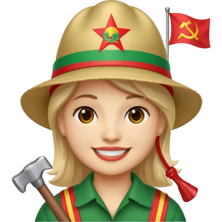 A smiling face emoji with the flag of Transnistria, a horizontal tricolor of red, green, and red stripes with a hammer and sickle in the upper left corner. emoji