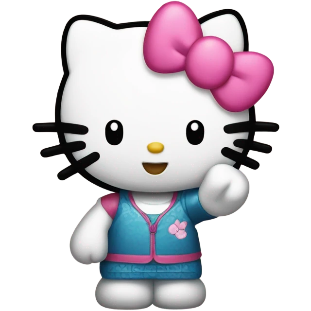hello kitty with a peace sign emoji
