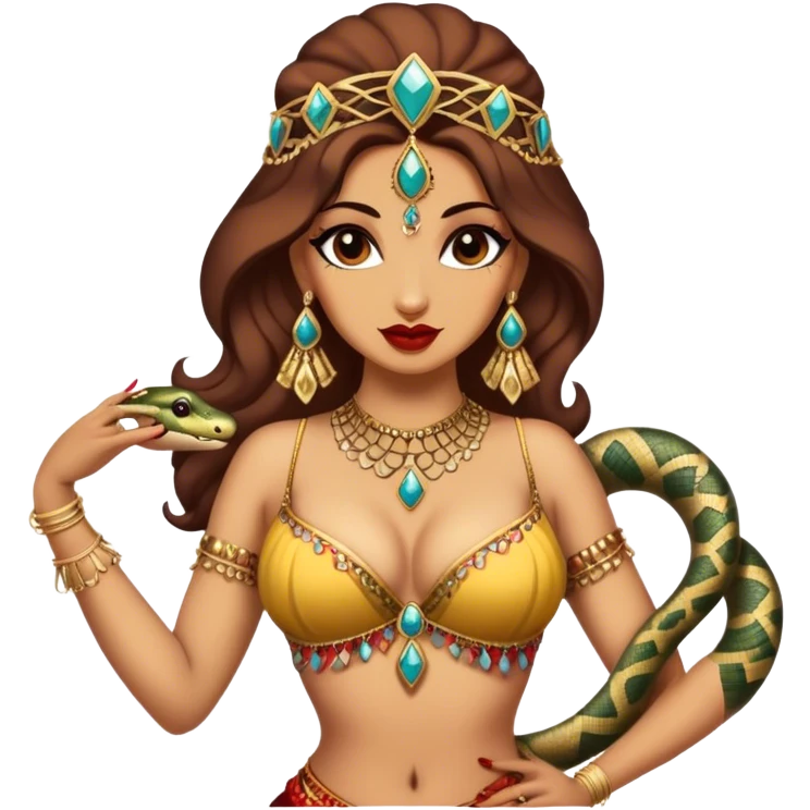 Vintage circus belly dancer with snake over her shoulders emoji