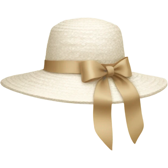 White Sun hat with beige ribbon emoji