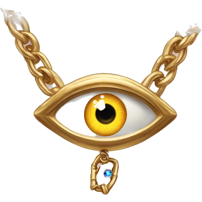 Golden chain link necklace with a magical eye pendant emoji