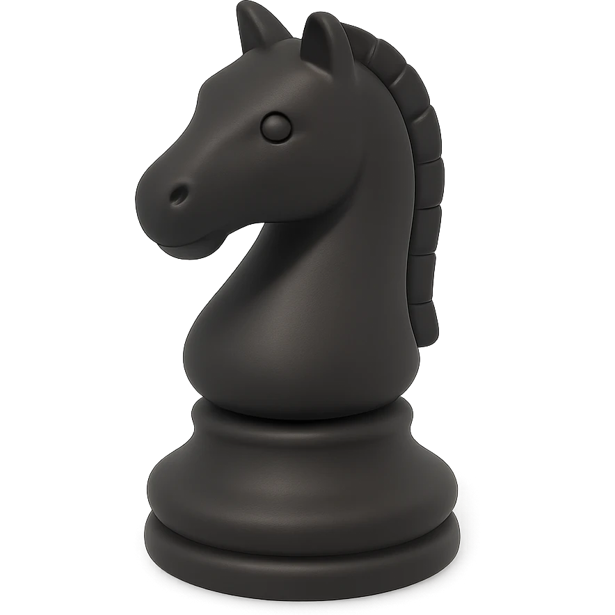 a chess knight in 3D black style emoji