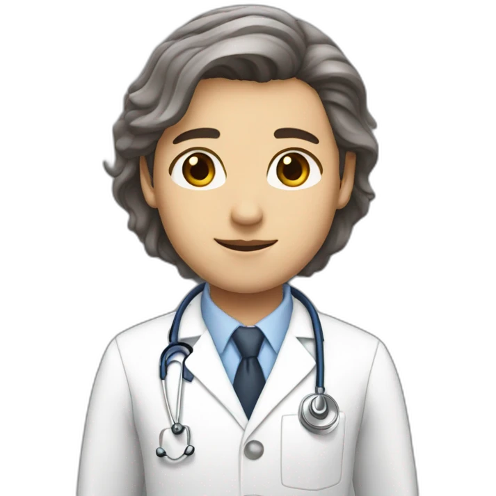 white skin brown hair brown eyes doctor emoji