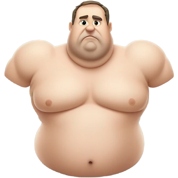 fat white shirtless guy doing push ups emoji