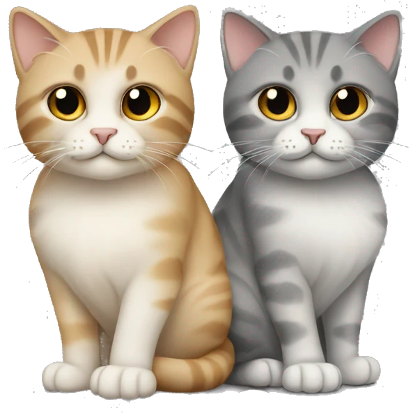 Two Scottish cats, one sand-colored and the other gray emoji