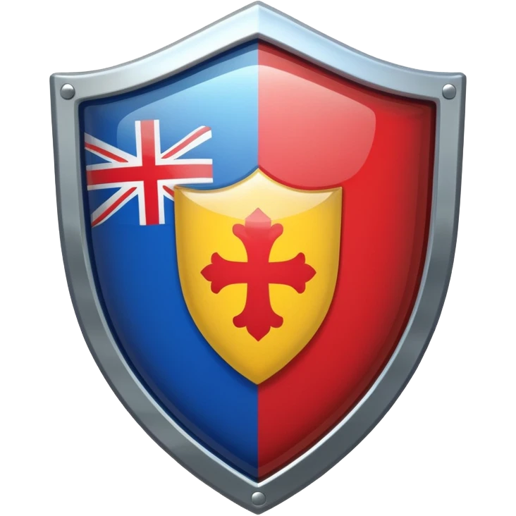 a shield with a silver outline and a glossy shiny flag inside emoji