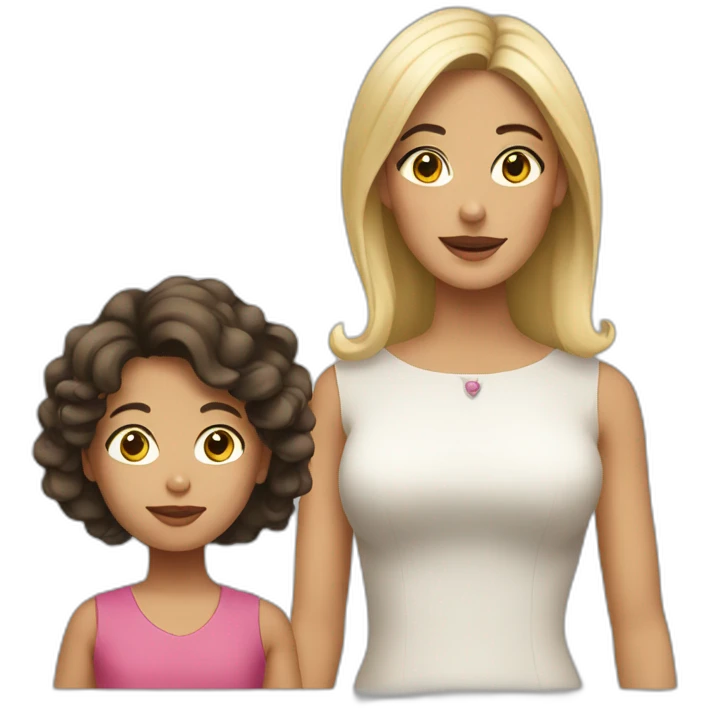 Brunette aunt with blonde small niece emoji