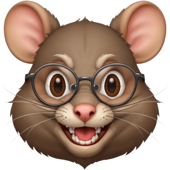laughing, evil, scary rat playing football, wearing glasses emoji