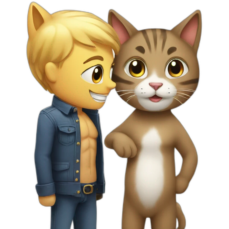 sexy man and sexy cat looking at each other emoji