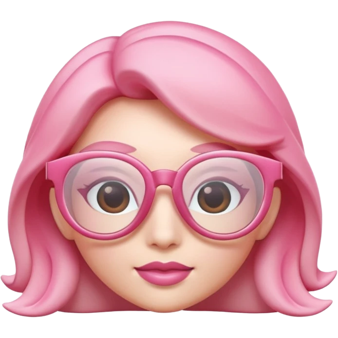 A 3D cartoon rose-pink spectacle with glossy curved frames and soft reflections, feminine Memoji-style rendering., negaive  characters emoji