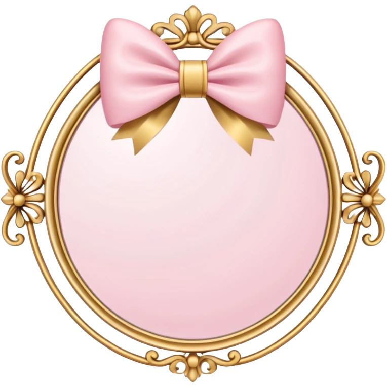 Pastel pink mirror with gold bow  emoji