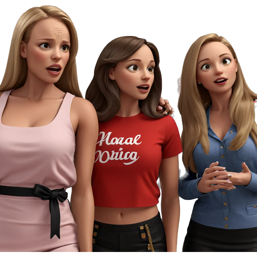 three girls in stylish outfits emoji