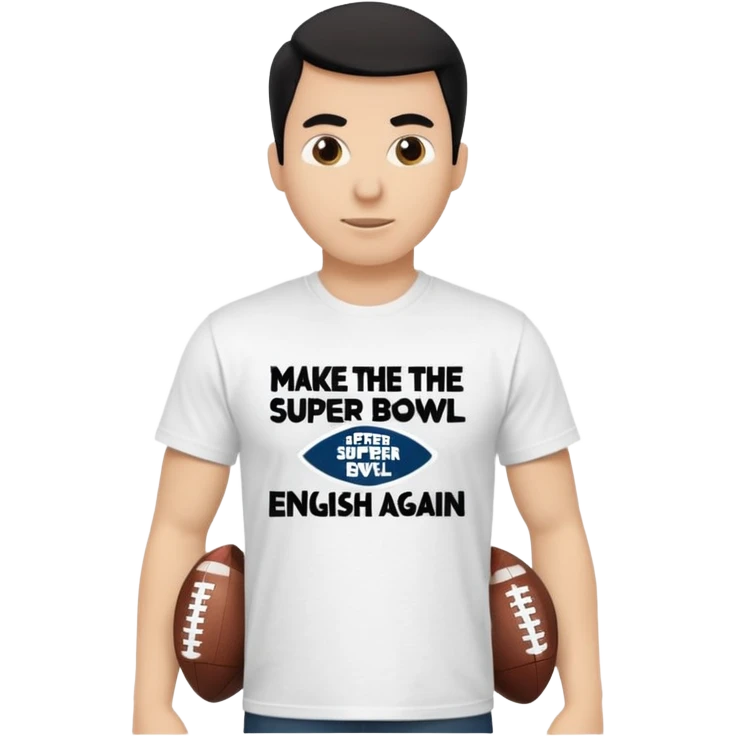 Make me a shirt that says make the Super Bowl English again emoji