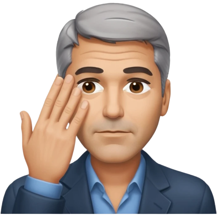 George clooney covering his eyes with his hand emoji