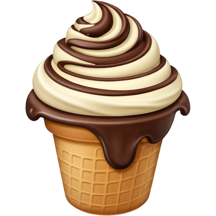 melted white and dark chocolate ice cream emoji