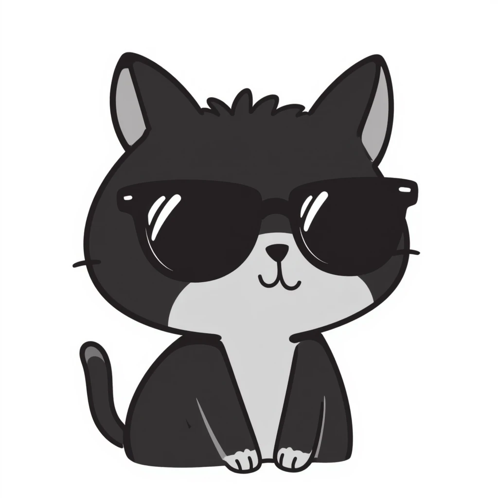 cute cat wearing stylish sunglasses emoji