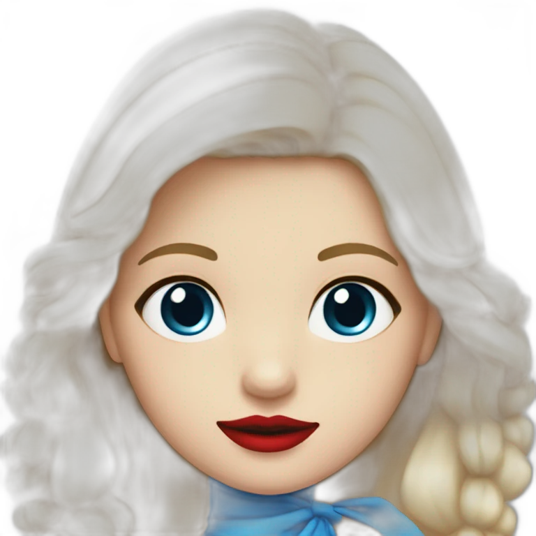 Mädchen mit weißblonden Haaren blauen Augen und roten lippen emoji