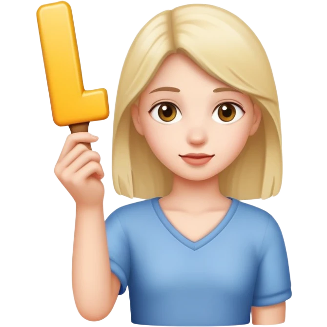 Girl holding an L emoji