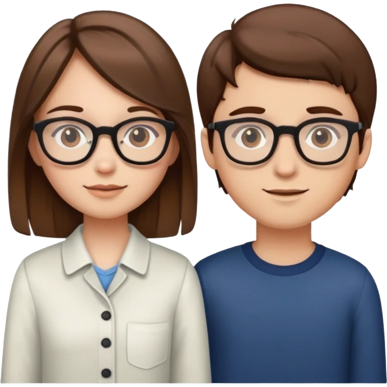 brown haired girl with glasses and brown hair boy duo emoji