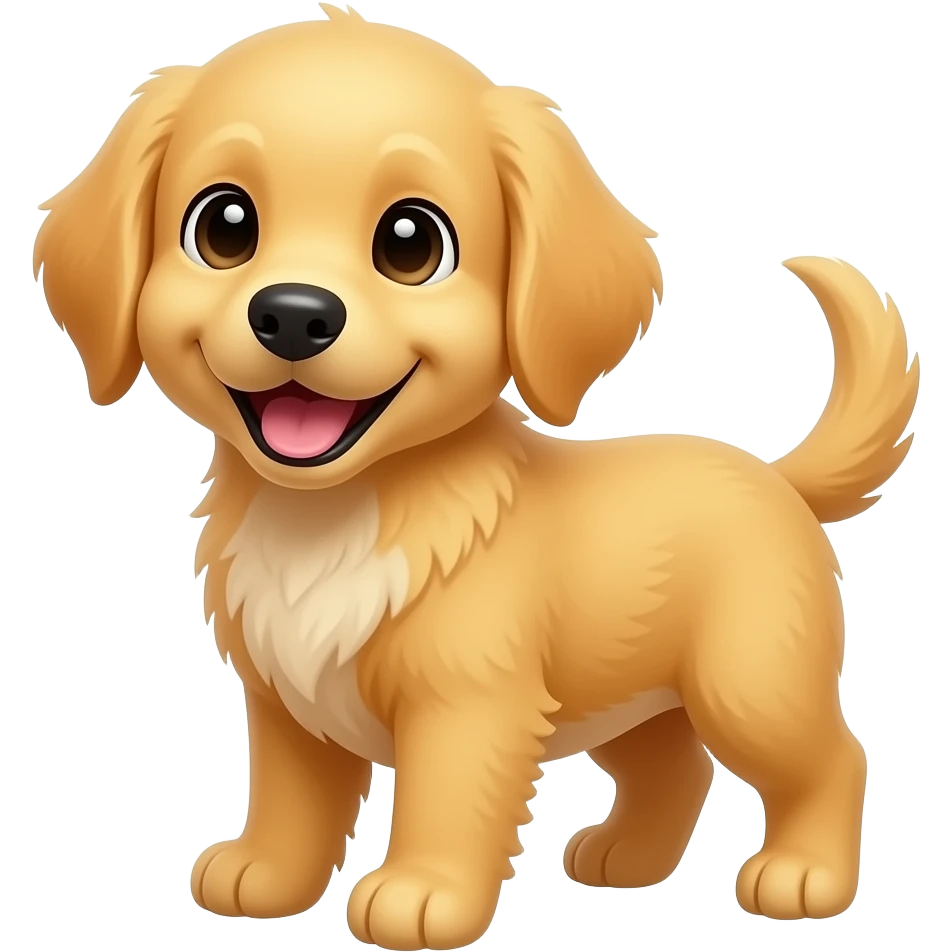 A little puppy, yellow like the sun, looking at us with a very happy expression. emoji