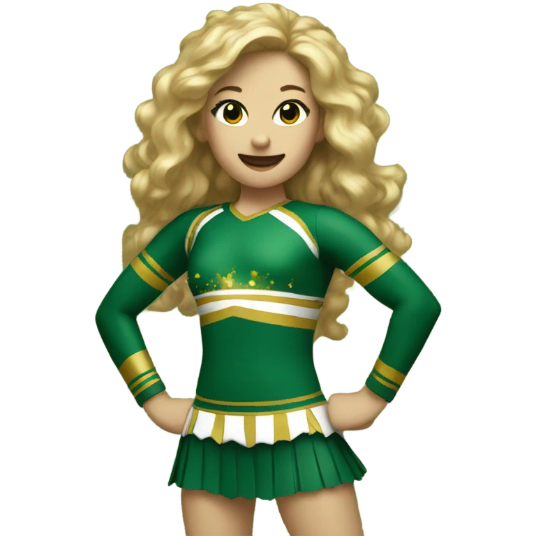 Cheerleading in green and gold emoji