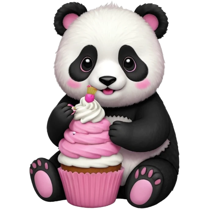 panda eating cupcake emoji