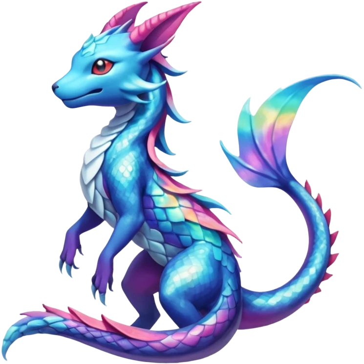Rainbow Scaley Exotic Salandit-Aurorus-Glaceon-Suicune-Fakémon-hybrid-creature (full body) emoji