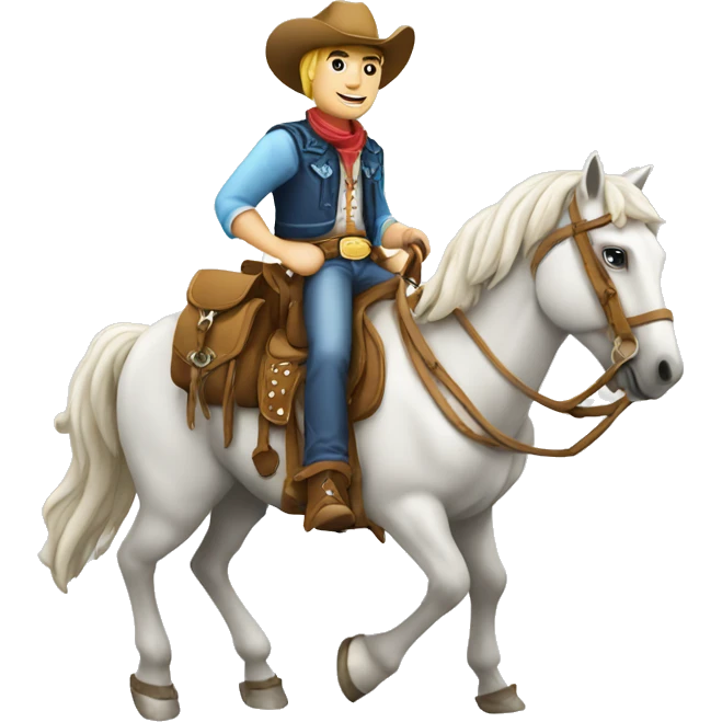 cowboy on white horse whith bags emoji