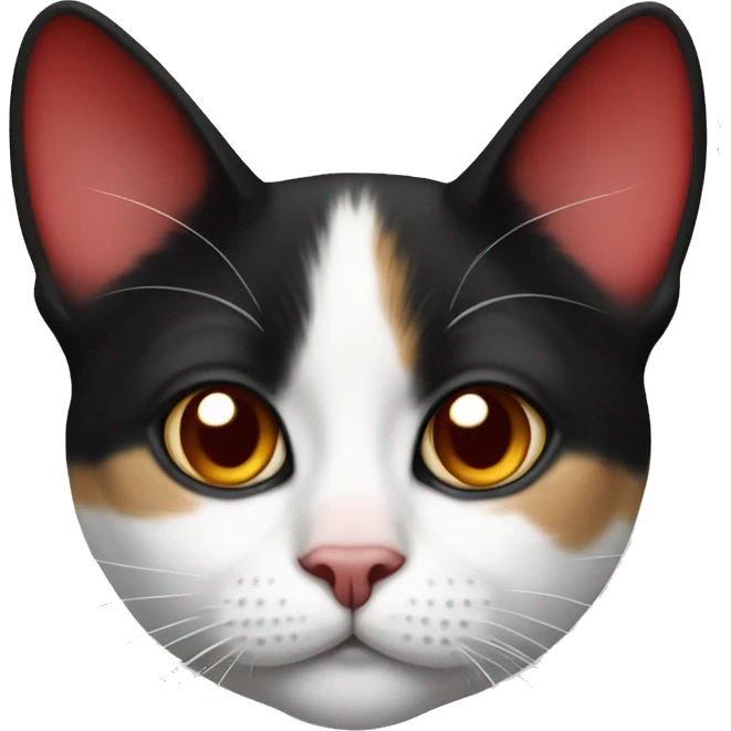 Tricolor cat white, red and black. Half face red and half black emoji