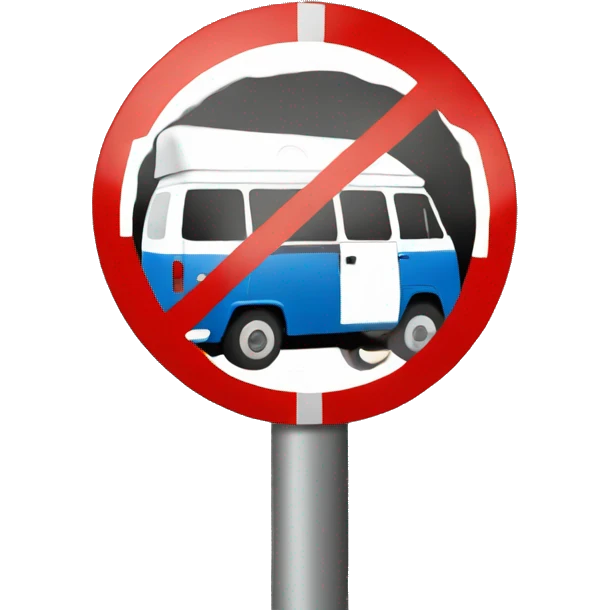 round traffic sign prohibiting camper vans emoji