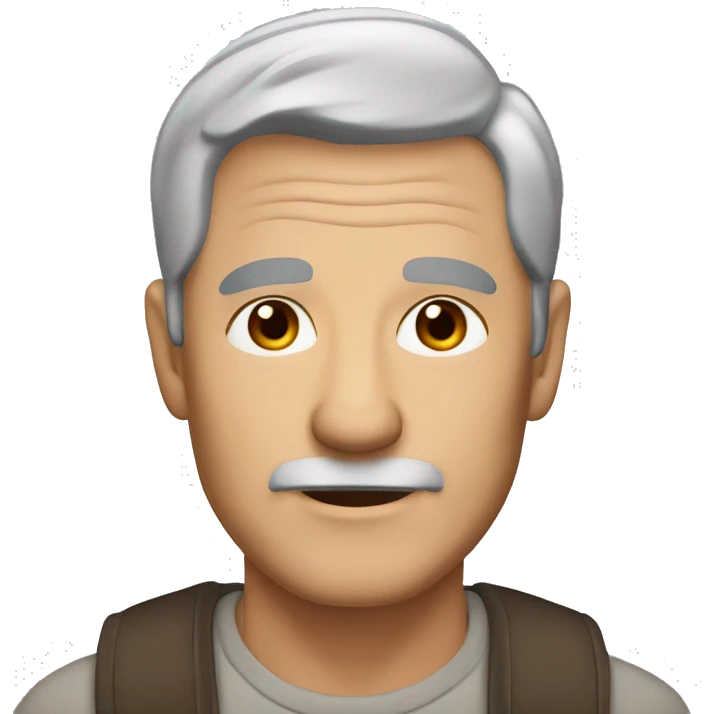 60 year old man with short gray hair, a bit of barab and brown eyes emoji
