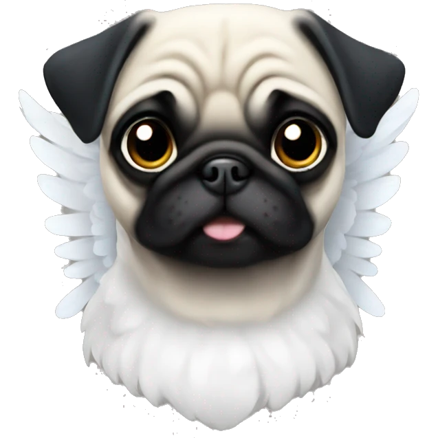 Black colored pug angel  emoji