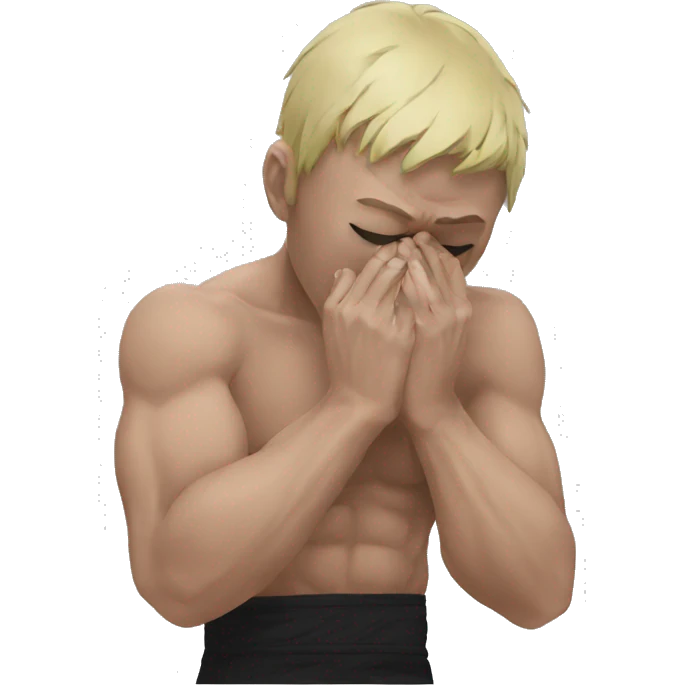 an mma fighter in pain covering his face emoji
