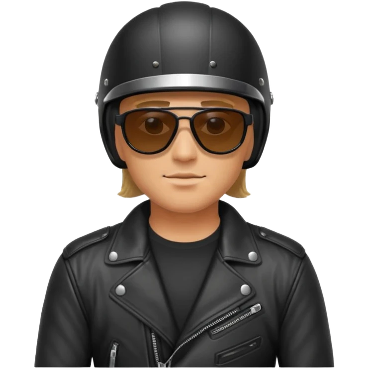 Biker in black helmet and leather jacket emoji