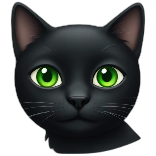 Black cat with green eyes emoji