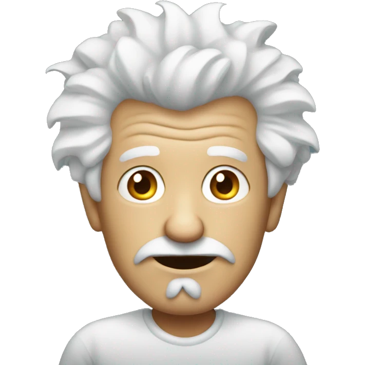 an old man, with white crazy hair and an iPad emoji