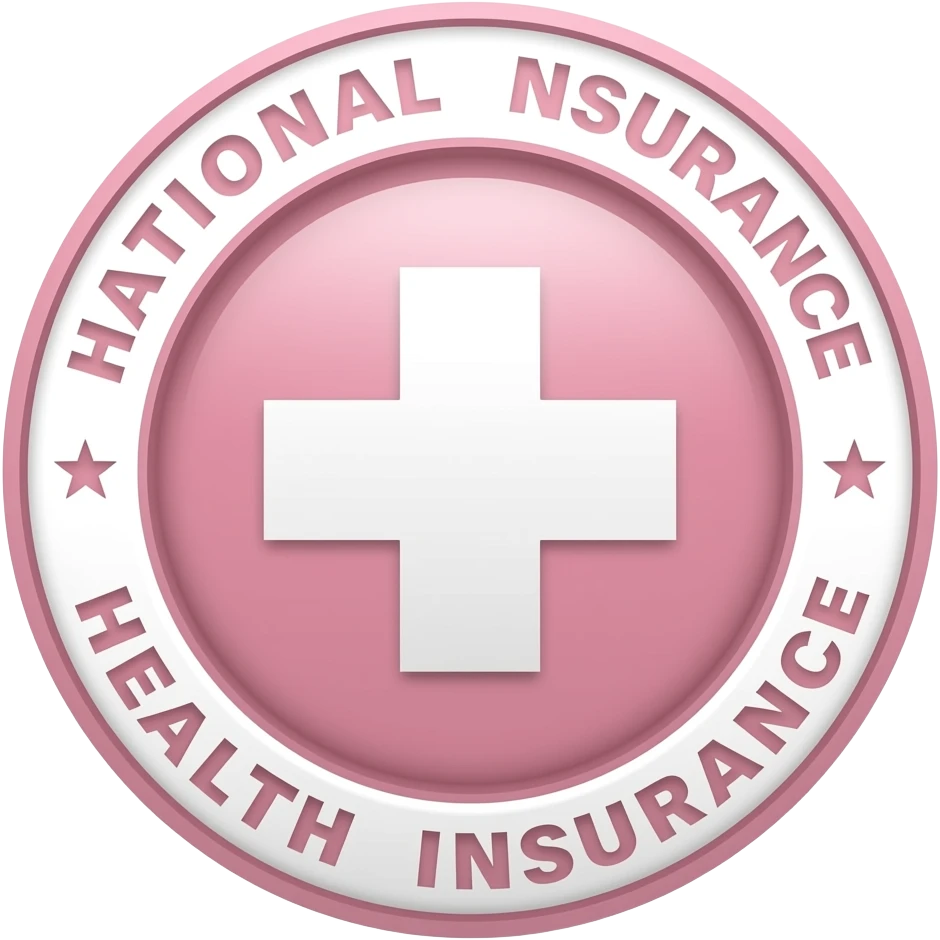 National Health Insurance and light pale pink emoji