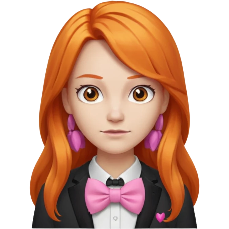 In A Clash Of Clans Aesthetic long orange hair woman with pink bowtie emoji